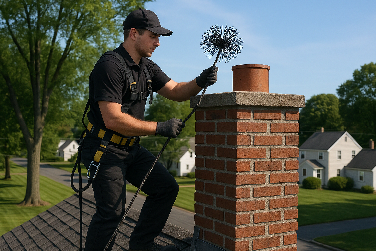 Masonry chimney waterproofed against leaks in Fairfield, CT